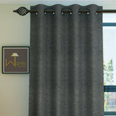 Fabrahome Light Filtering 10 Ft Rectangular Jute Fabric Curtain ( Dark Grey ) - WoodenTwist